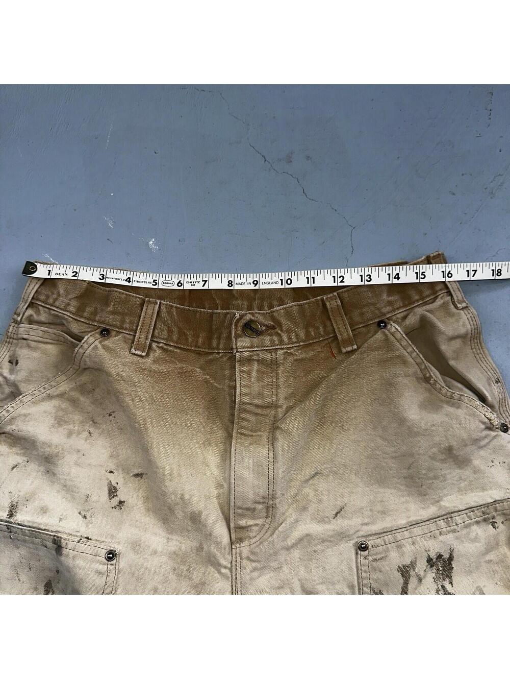 Carhartt VTG Double Knee Carpenter Pants USA B01 Brown Thrashed 34x34 Act 32x32 - Picture 10 of 16